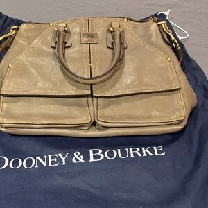 Dooney & Bourke Taupe Satchel with Gold Accents
